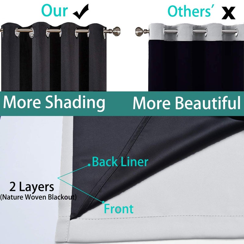 Yakamok 100% Blackout Window Curtain Panels, Heat and Full Light Blocking Drapes with Black Liner for Nursery,Thermal Insulated Draperies (Light Grey, 2 Pieces, 52Wx96L) - Image 5